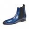 Duca Di Matiste "Empoli" Blue Genuine Italian Calf Leather Ankle Boots.